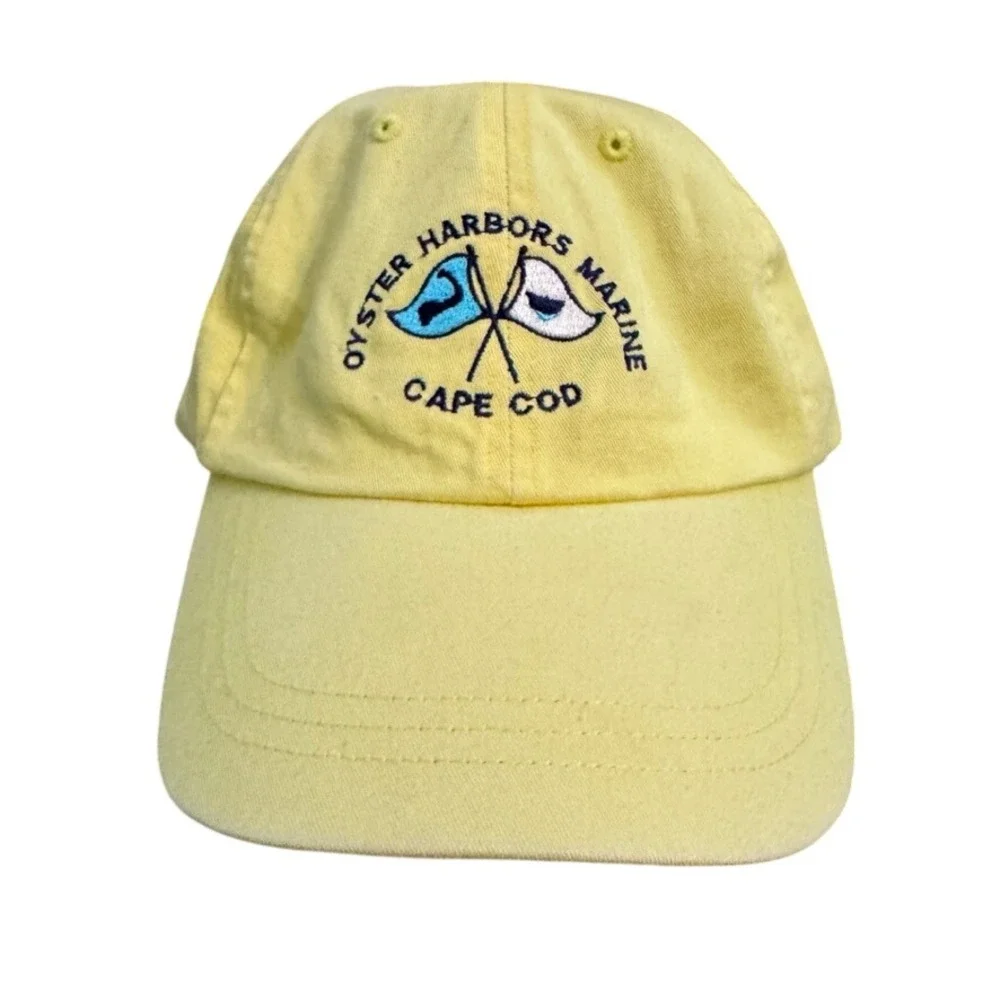 Fahrenheit Oyster Harbors Marine Cape Cod Yellow Hat Leather Strap Baseball Cap
